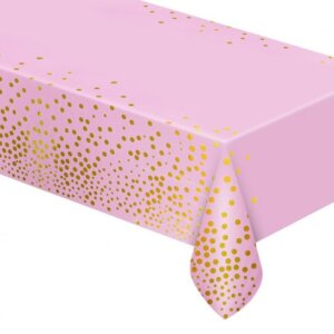 Rózsaszín B&C Gold Dots fólia asztalterítő 137×183 cm